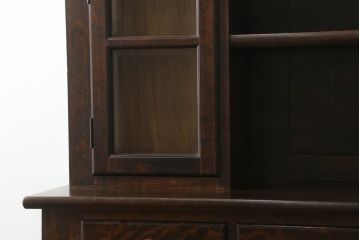 中古　美品!!　松本民芸家具　シックなデザインが魅力のF型食器棚(カップボード、キャビネット、収納棚、戸棚、飾り棚)(定価約105万円)(R-068448)