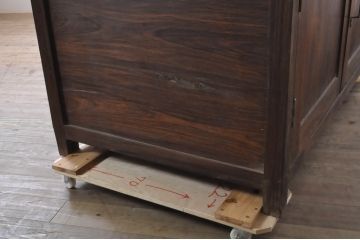 海外ビンテージ　ローズウッド　レトロな佇まいが魅力的な特大ガラスケース(ショーケース、展示ケース、陳列棚、飾り棚、収納棚、戸棚、店舗什器、ヴィンテージ)(R-068488)