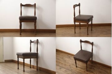 中古　国会議事堂納品の高級家具メーカー　徳田家具　特徴的な脚のデザインが目を引くクラシカルなスツール付きドレッサー(デスク、ライティングビューロー、在宅用、在宅ワーク用、チェア、椅子、イス)(R-068490)