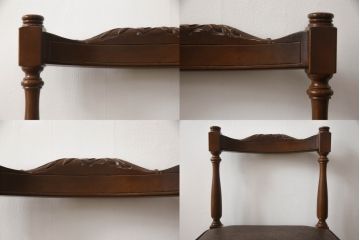 中古　国会議事堂納品の高級家具メーカー　徳田家具　特徴的な脚のデザインが目を引くクラシカルなスツール付きドレッサー(デスク、ライティングビューロー、在宅用、在宅ワーク用、チェア、椅子、イス)(R-068490)