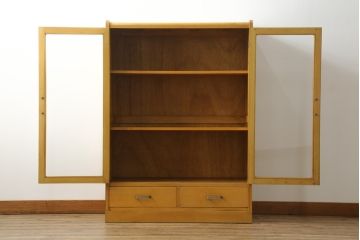 和製ビンテージ　希少!!　天童木工(Tendo)　ブナ材　丸みのあるフォルムとシンプルなデザインが魅力的な本箱(ブックケース、収納棚、キャビネット、飾り棚、ヴィンテージ)(R-068494)