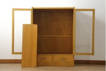 和製ビンテージ　希少!!　天童木工(Tendo)　ブナ材　丸みのあるフォルムとシンプルなデザインが魅力的な本箱(ブックケース、収納棚、キャビネット、飾り棚、ヴィンテージ)(R-068494)