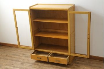 和製ビンテージ　希少!!　天童木工(Tendo)　ブナ材　丸みのあるフォルムとシンプルなデザインが魅力的な本箱(ブックケース、収納棚、キャビネット、飾り棚、ヴィンテージ)(R-068494)