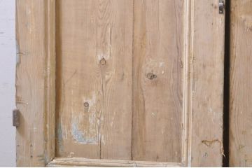 海外アンティーク　パイン材　小洒落たデザインのアイアンフェンス入り背の高い両開きドア1対2枚セット(建具、木製扉)(R-068499)