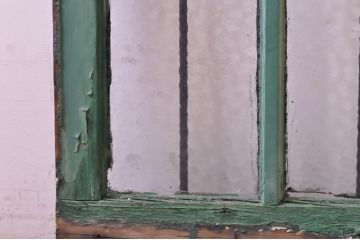 海外アンティーク　ペイント仕上げ限定　アイアンフェンス入り明り取り1枚(建具、明かり取り)(R-068507)