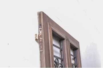 海外アンティーク　オーク材　目を惹く個性的なデザインのアイアンフェンス入りドア1枚(建具、木製扉)(R-068508)