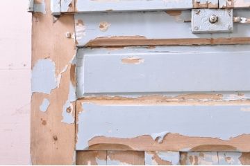海外アンティーク　ペイント仕上げ限定　品格のあるデザインのアイアンフェンス入りドア1枚(建具、木製扉)(R-068510)