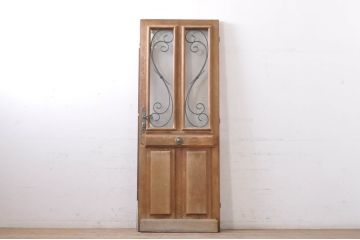 海外アンティーク　可憐なデザインのアイアンフェンス入りドア1枚(建具、木製扉)(R-068511)