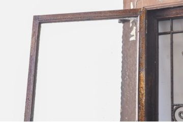 海外アンティーク　オーク材　特大!!品のあるデザインのアイアンフェンス入り両開きドア1対2枚セット(建具、木製扉)(R-068514)