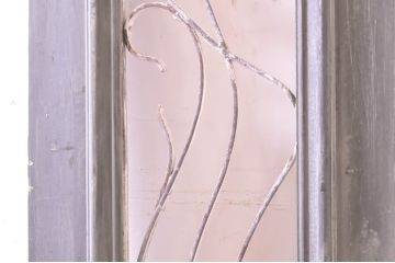 海外アンティーク　ペイント仕上げ限定　凝ったデザインのアイアンフェンス入りの両開きドア1対2枚セット(建具、木製扉)(R-068516)
