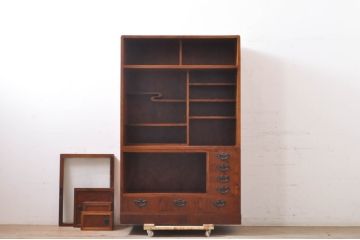中古　岩谷堂箪笥　上質な和の空間づくりにおすすめな茶箪笥(茶タンス、茶棚、違い棚、飾り棚、収納棚、戸棚、食器棚、キャビネット)(定価約60万円)(R-068533)