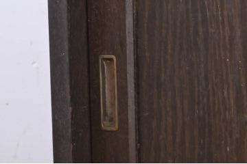 和製アンティーク　ナラ(楢)材　昭和レトロな雰囲気漂う二段重ね収納棚(食器棚、カップボード、戸棚、キャビネット、本箱、ブックケース)(R-068538)