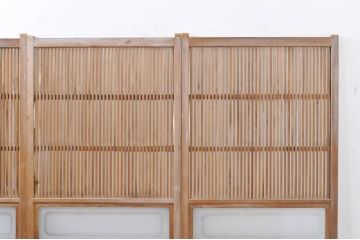 アンティーク建具　和の雰囲気溢れる格子戸4枚セット(引き戸、ガラス帯戸、障子戸)(R-068542)
