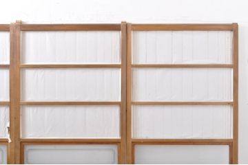 アンティーク建具　和の雰囲気溢れる格子戸4枚セット(引き戸、ガラス帯戸、障子戸)(R-068542)