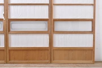 アンティーク建具　和の雰囲気溢れる格子戸4枚セット(引き戸、ガラス帯戸、障子戸)(R-068542)