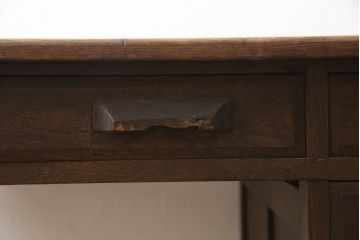 和製アンティーク　ナラ(楢)材　ノスタルジックな雰囲気漂う片袖机(ワークデスク、在宅ワーク、在宅用、勉強机)(R-068557)