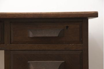 和製アンティーク　ナラ(楢)材　ノスタルジックな雰囲気漂う片袖机(ワークデスク、在宅ワーク、在宅用、勉強机)(R-068557)