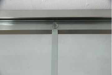 中古　美品　AIDEC MODERN(アイデックモダン)　ZONE(ゾーン)　特注サイズ　ヘアライン仕上げのステンレス脚とガラストップの組み合わせがクールでおしゃれなコンソールテーブル(サイドテーブル)(定価約22万円)(R-068569)