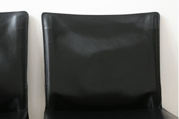 中古　Cassina(カッシーナ)　412　CAB(キャブ)　MARIO BELLINI(マリオベリーニ)　ブラック(黒)　シンプルモダンな空間づくりに活躍するアームレスチェア2脚セット(ダイニングチェア、椅子、イス)(定価2脚で約48万円)(R-068581)
