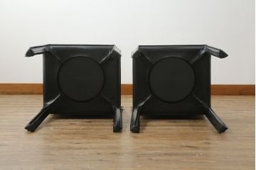 中古　Cassina(カッシーナ)　412　CAB(キャブ)　MARIO BELLINI(マリオベリーニ)　ブラック(黒)　シンプルモダンな空間づくりに活躍するアームレスチェア2脚セット(ダイニングチェア、椅子、イス)(定価2脚で約48万円)(R-068581)