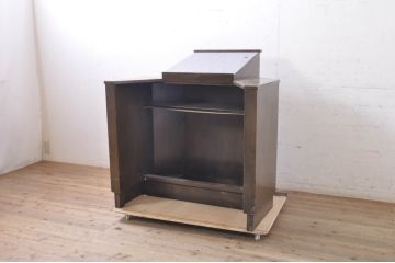 和製ビンテージ　昭和レトロ　ノスタルジックな雰囲気漂う古い教会の教壇(教台、説教台、カウンターテーブル、ヴィンテージ)(R-068582)