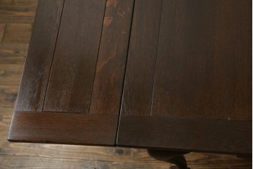 イギリスアンティーク　オーク材　曲線を帯びた脚のデザインが存在感を際立たせるドローリーフテーブル(ダイニングテーブル、食卓、エクステンションテーブル、拡張式テーブル、英国)(R-068593)