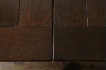 イギリスアンティーク　オーク材　曲線を帯びた脚のデザインが存在感を際立たせるドローリーフテーブル(ダイニングテーブル、食卓、エクステンションテーブル、拡張式テーブル、英国)(R-068593)