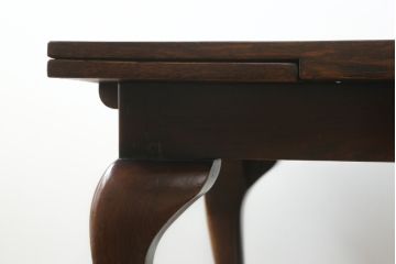 イギリスアンティーク　オーク材　曲線を帯びた脚のデザインが存在感を際立たせるドローリーフテーブル(ダイニングテーブル、食卓、エクステンションテーブル、拡張式テーブル、英国)(R-068593)