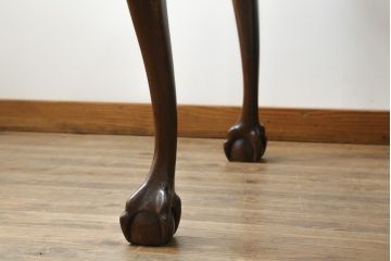 イギリスアンティーク　オーク材　曲線を帯びた脚のデザインが存在感を際立たせるドローリーフテーブル(ダイニングテーブル、食卓、エクステンションテーブル、拡張式テーブル、英国)(R-068593)
