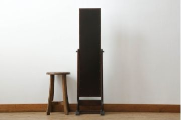中古　松本民芸家具　シンプルながら品の良い佇まいが魅力のC型姿見(スタンドミラー、鏡)(R-068596)