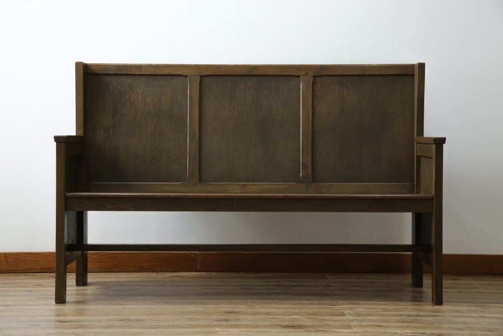 和製アンティーク　使い込まれた風合いが味わい深いチャーチベンチ　(R-068600)