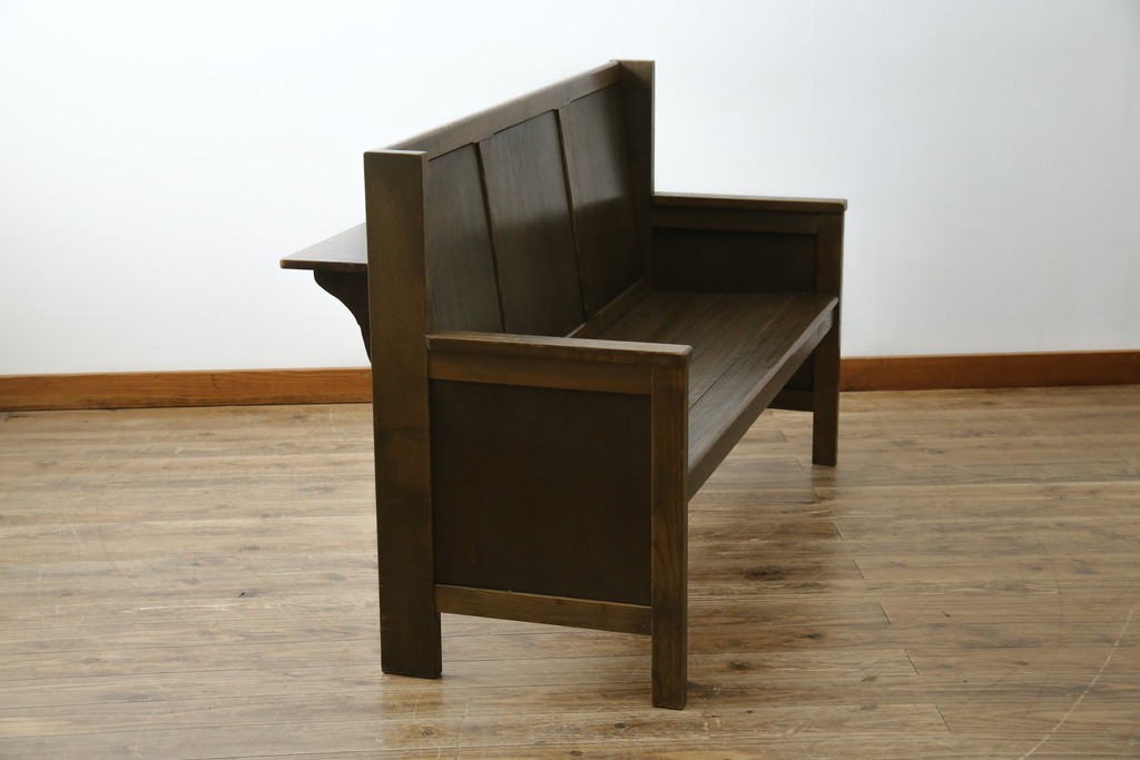 和製アンティーク　使い込まれた風合いが味わい深いチャーチベンチ　(R-068600)