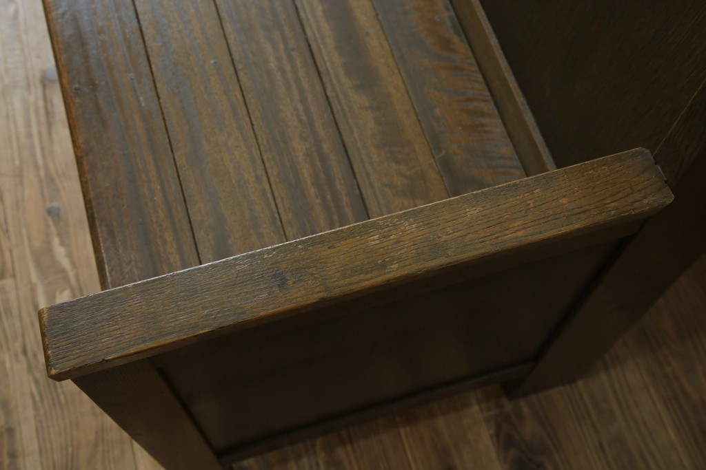 和製アンティーク　使い込まれた風合いが味わい深いチャーチベンチ　(R-068600)