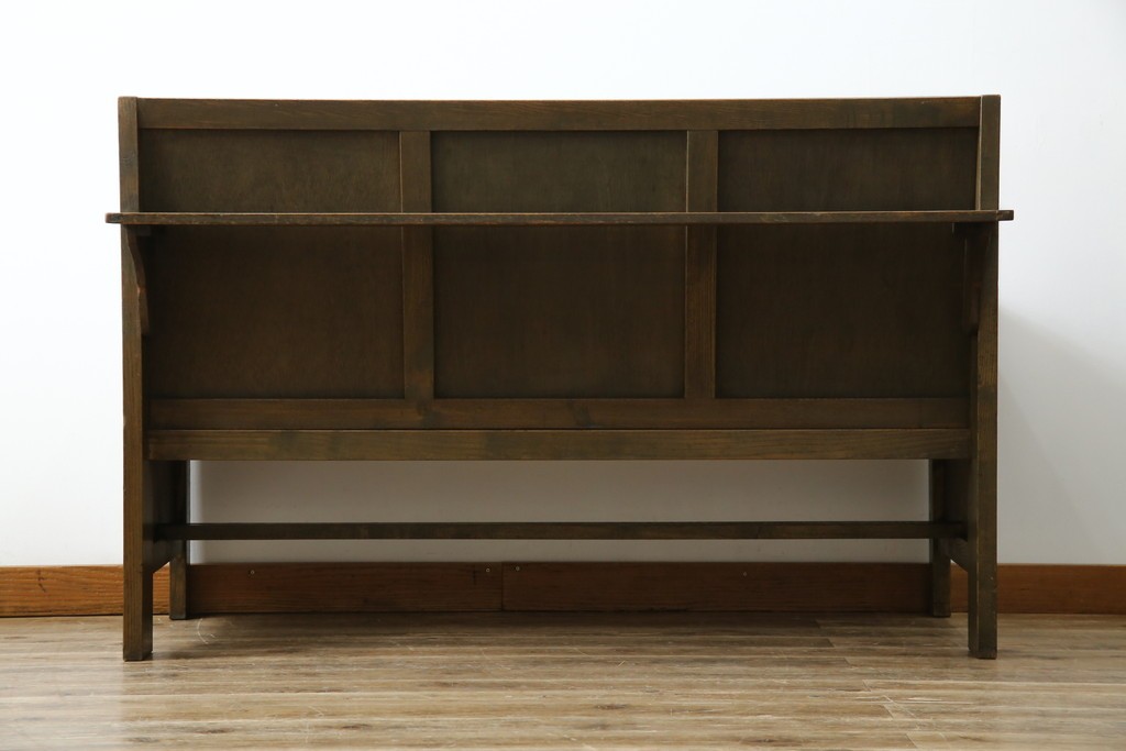 和製アンティーク　使い込まれた風合いが味わい深いチャーチベンチ　(R-068600)