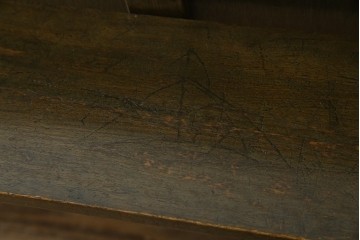 和製アンティーク　使い込まれた風合いが味わい深いチャーチベンチ　(R-068601)