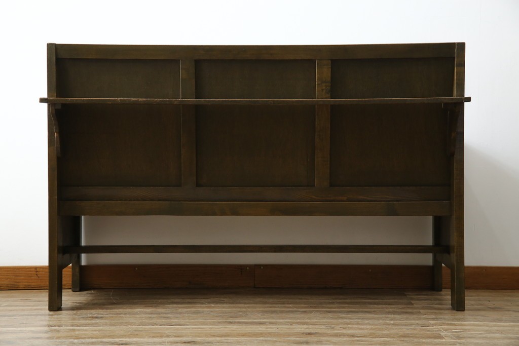 和製アンティーク　使い込まれた風合いが味わい深いチャーチベンチ　(R-068601)