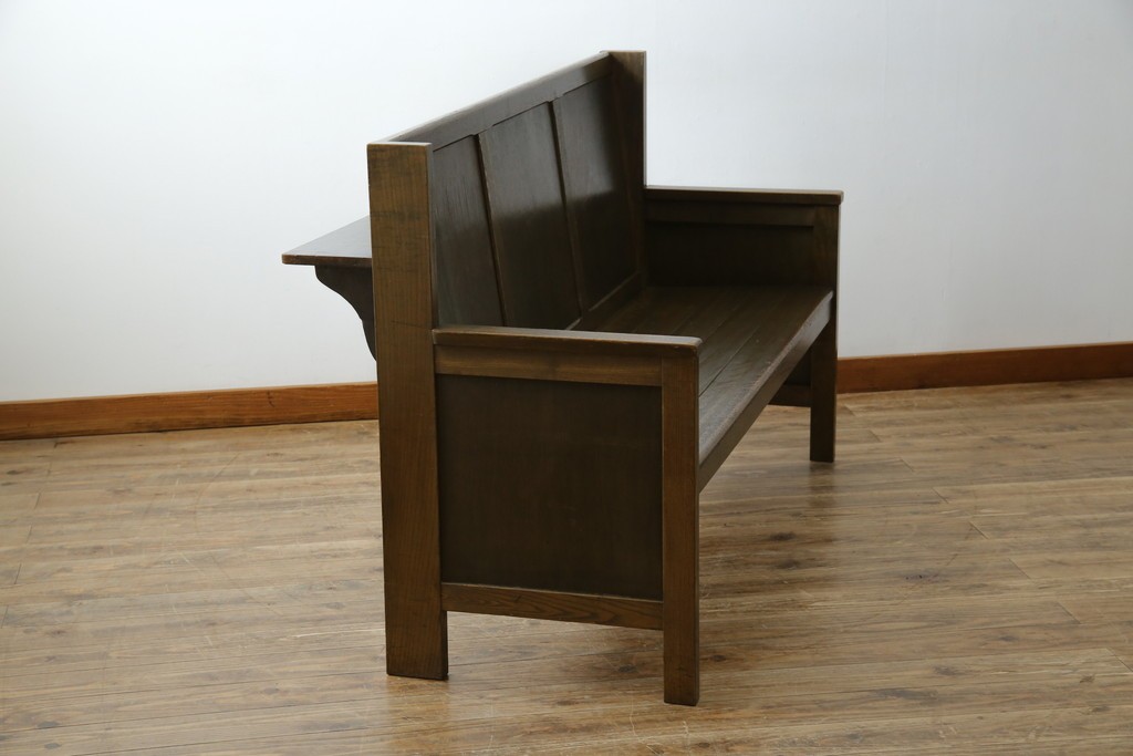 和製アンティーク　使い込まれた風合いが味わい深いチャーチベンチ　(R-068604)