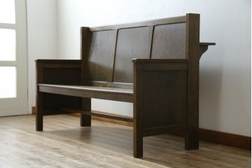 和製アンティーク　使い込まれた風合いが味わい深いチャーチベンチ　(R-068604)