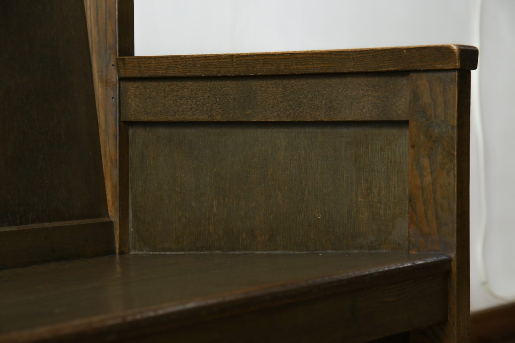 和製アンティーク　使い込まれた風合いが味わい深いチャーチベンチ　(R-068604)