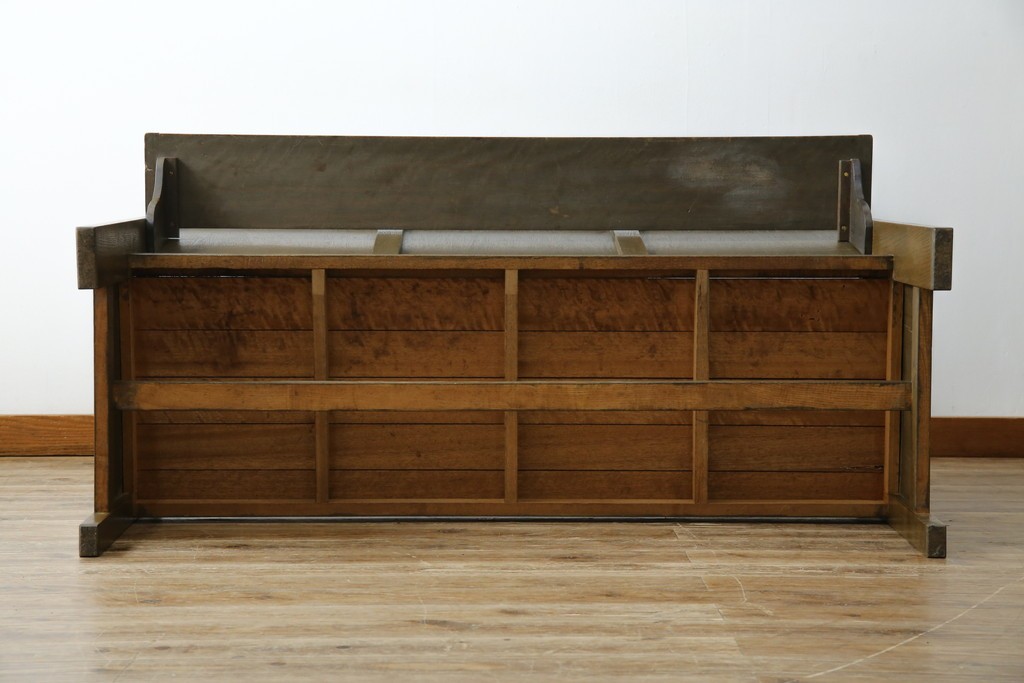 和製アンティーク　使い込まれた風合いが味わい深いチャーチベンチ　(R-068604)