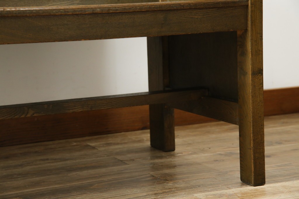 和製アンティーク　使い込まれた風合いが味わい深いチャーチベンチ　(R-068604)