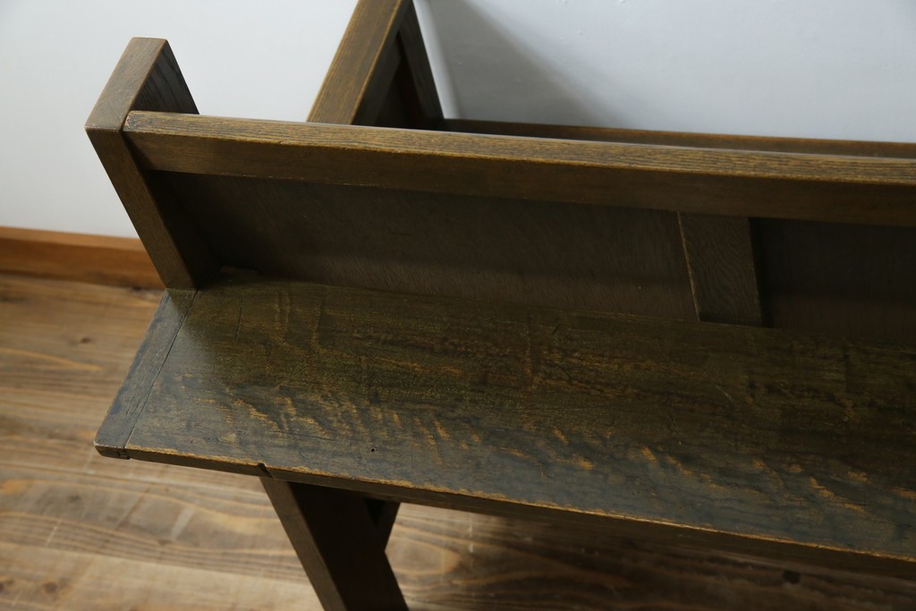 和製アンティーク　使い込まれた風合いが味わい深いチャーチベンチ　(R-068604)