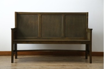 和製アンティーク　使い込まれた風合いが味わい深いチャーチベンチ　(R-068605)