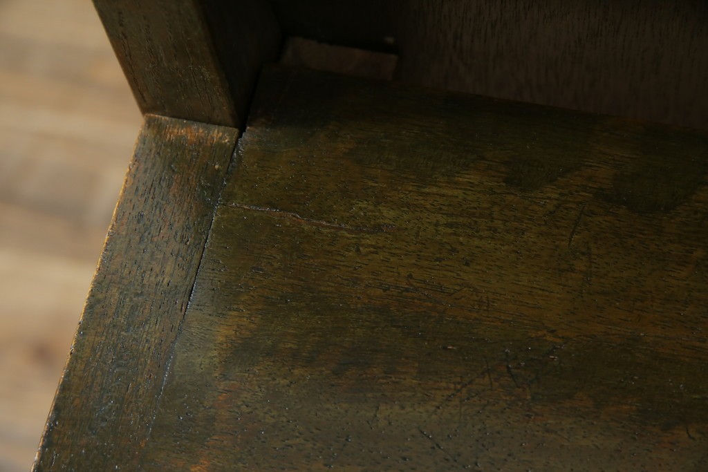 和製アンティーク　使い込まれた風合いが味わい深いチャーチベンチ　(R-068605)