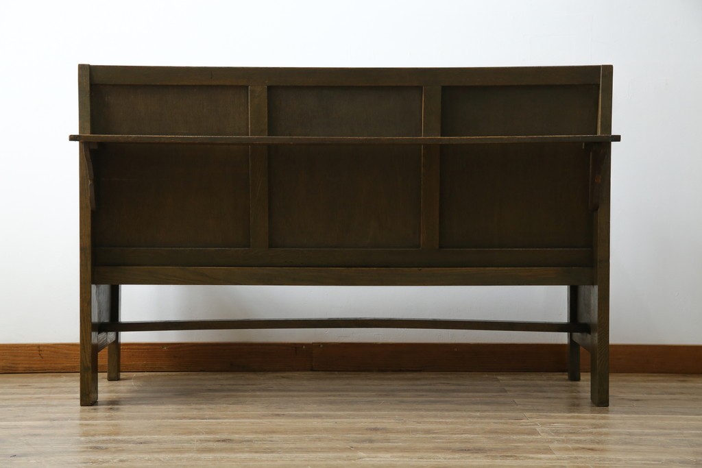 和製アンティーク　使い込まれた風合いが味わい深いチャーチベンチ　(R-068605)