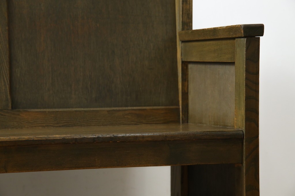 和製アンティーク　使い込まれた風合いが味わい深いチャーチベンチ　(R-068605)