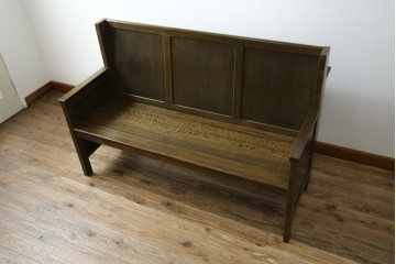 和製アンティーク　使い込まれた風合いが味わい深いチャーチベンチ　(R-068605)