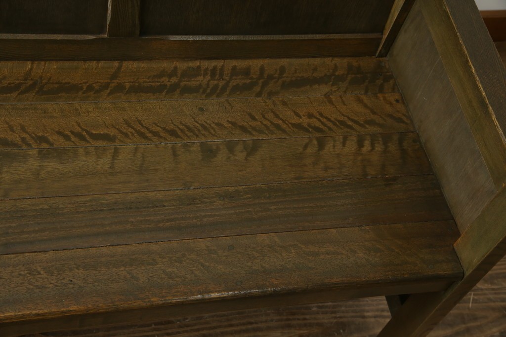 和製アンティーク　使い込まれた風合いが味わい深いチャーチベンチ　(R-068605)