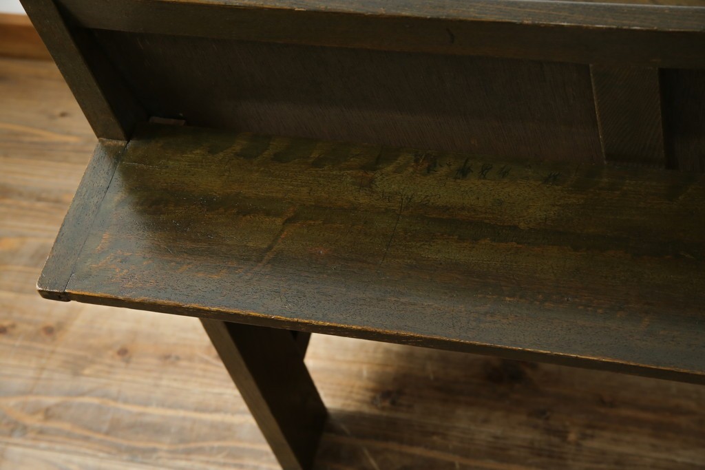 和製アンティーク　使い込まれた風合いが味わい深いチャーチベンチ　(R-068605)