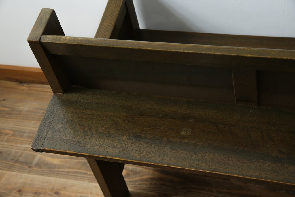 和製アンティーク　使い込まれた風合いが味わい深いチャーチベンチ　(R-068606)